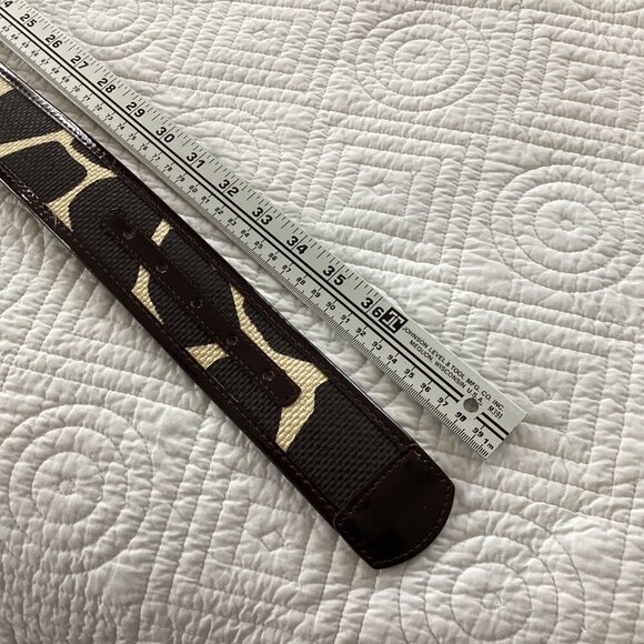 Wide Brown & Beige Giraffe Print Belt With Large Square Buckle Size M - Picture 11 of 11